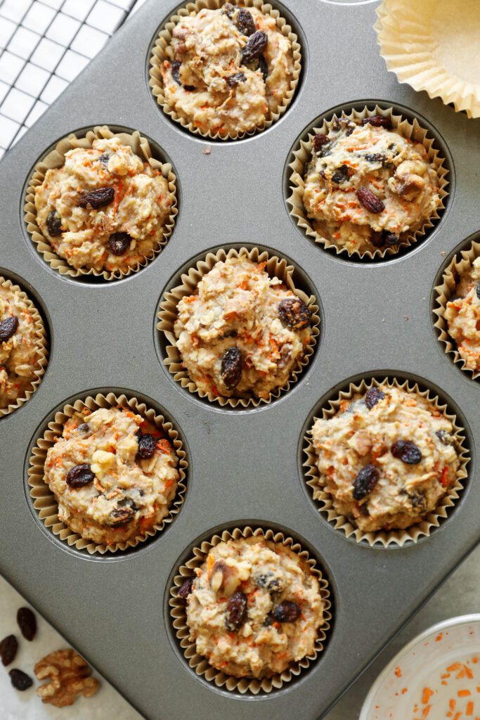 Carrot Cake Almond Flour Muffins baked in baking tin 