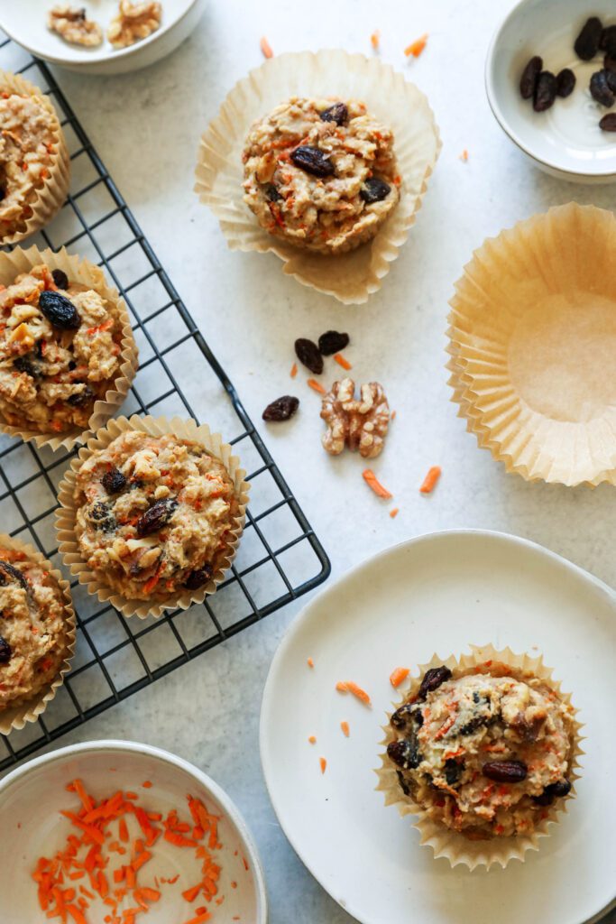 Carrot Cake Almond Flour Muffins on cooling rack 