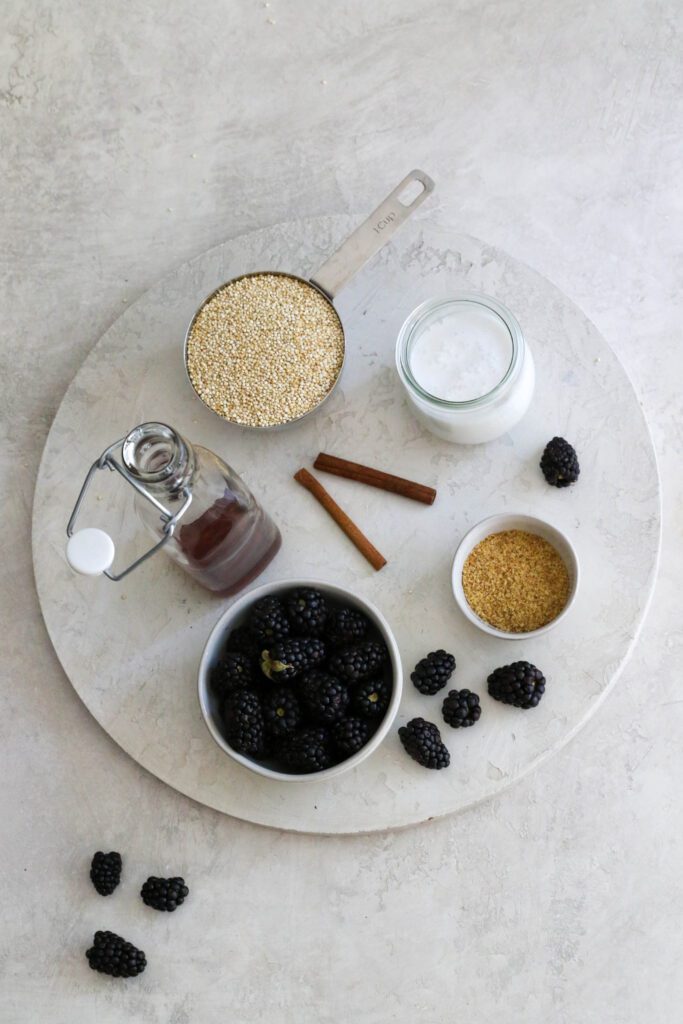 Blackberry Baked Quinoa ingredients by Flora & Vino