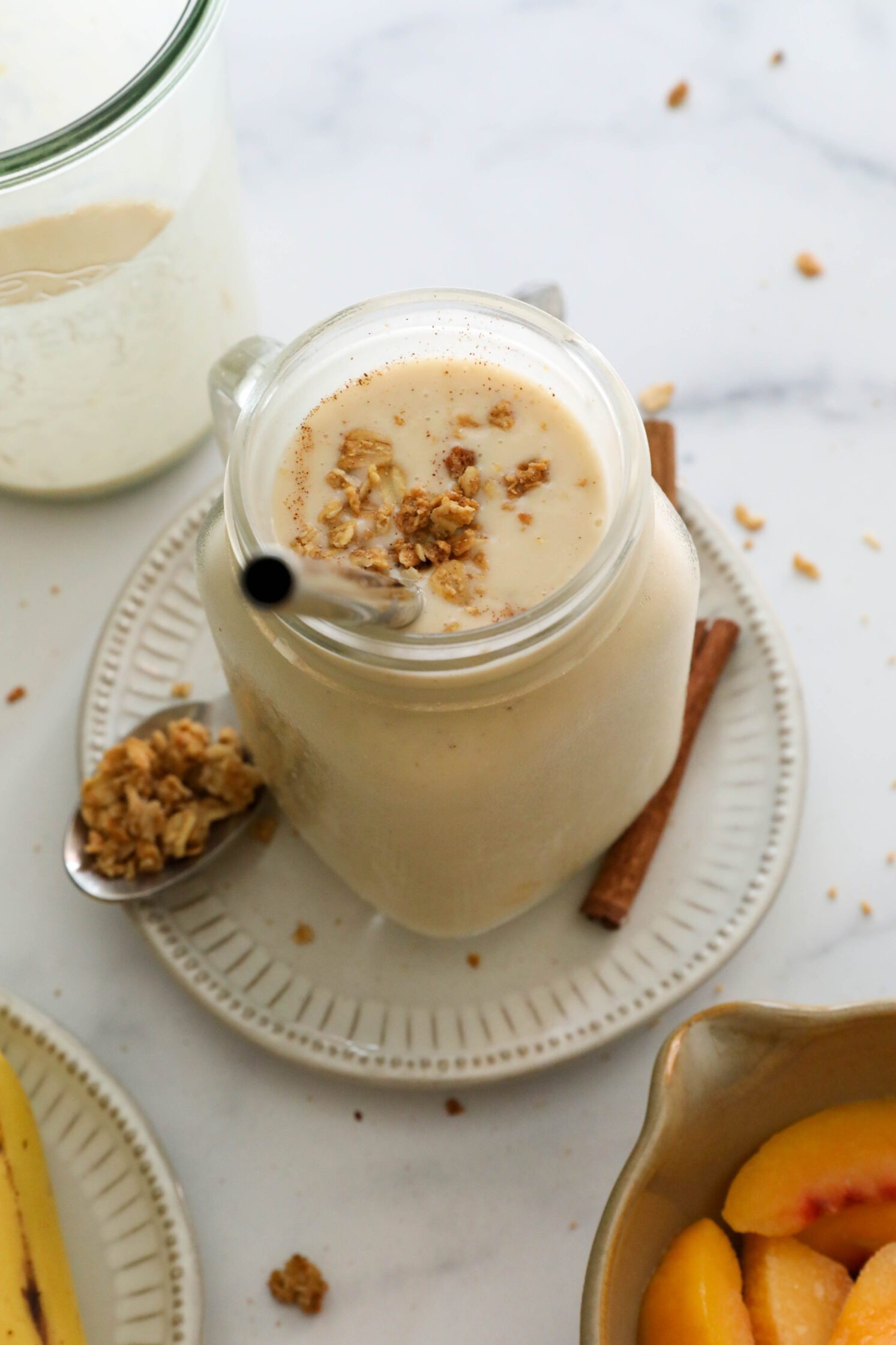 Peaches ‘N’ Cream Protein Shake Flora & Vino