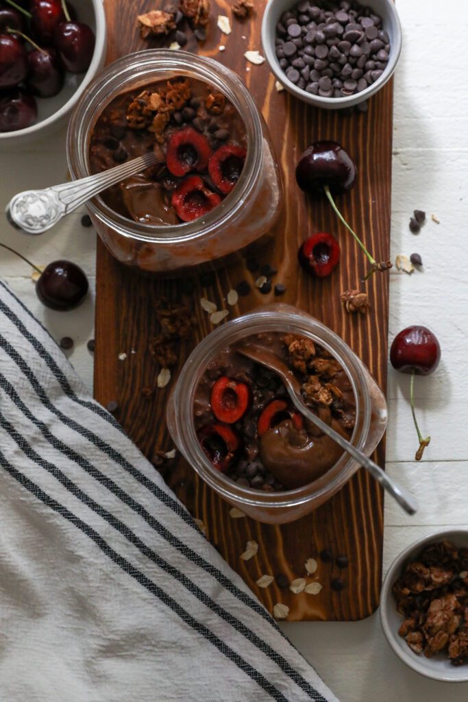 Chocolate Cherry Overnight Oats by Flora & Vino