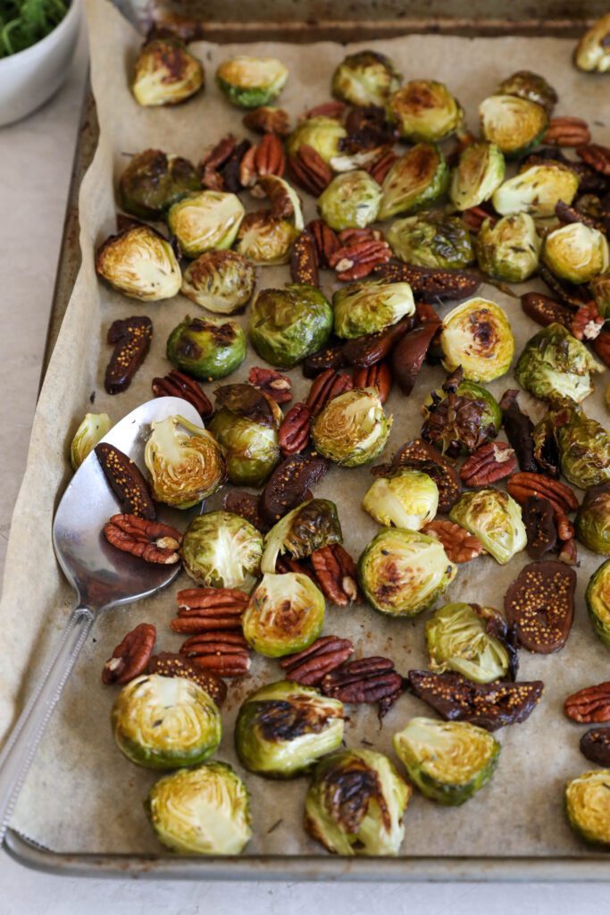 Roasted Brussels Sprouts with Figs & Pecans by Flora & Vino