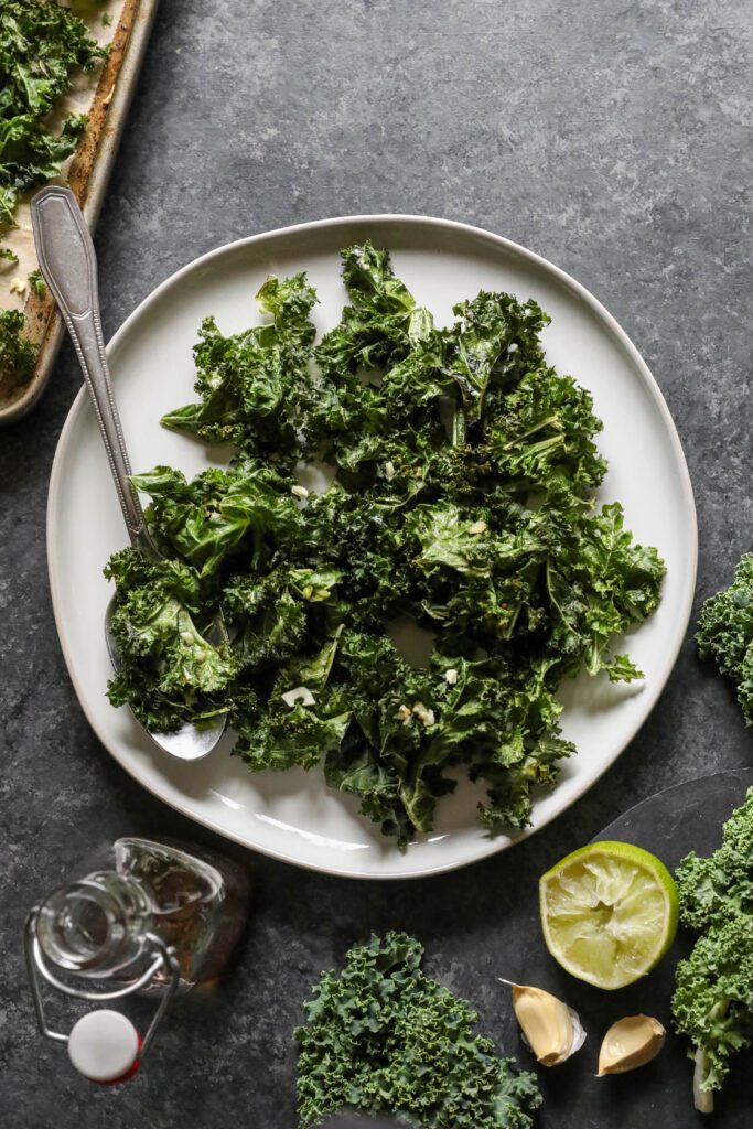Lime Maple Roasted Kale by Flora & Vino