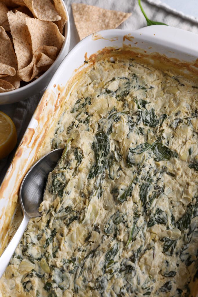 Spinach Artichoke Cashew Dip baked by Flora & Vino