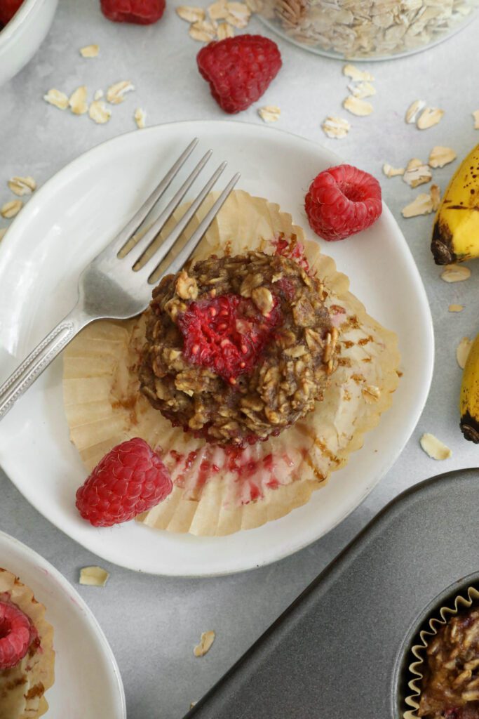 Raspberry Baked Oatmeal Cups by Flora & Vino