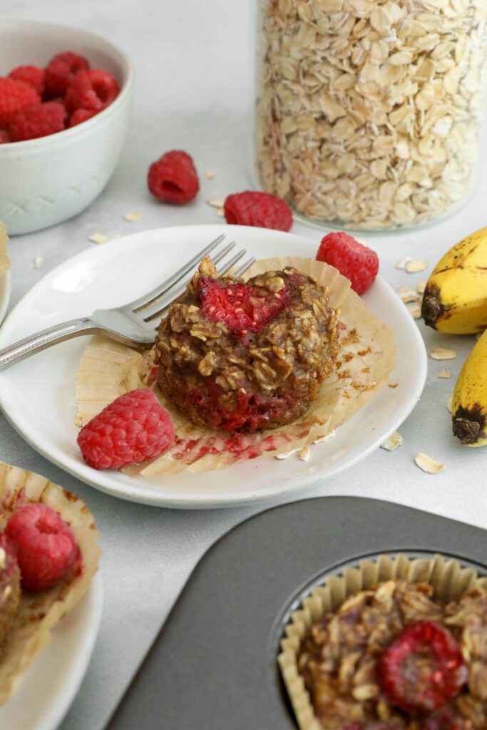 Raspberry Baked Oatmeal Cups by Flora & Vino