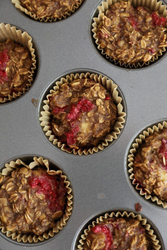 Raspberry Baked Oatmeal Cups by Flora & Vino