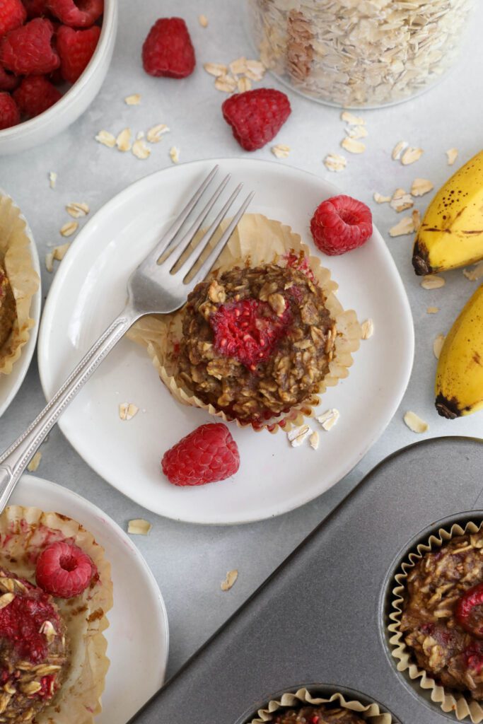 Raspberry Baked Oatmeal Cups by Flora & Vino