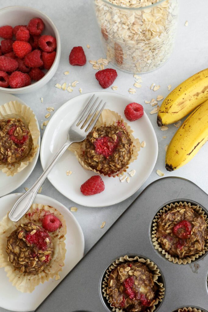 Raspberry Baked Oatmeal Cups by Flora & Vino