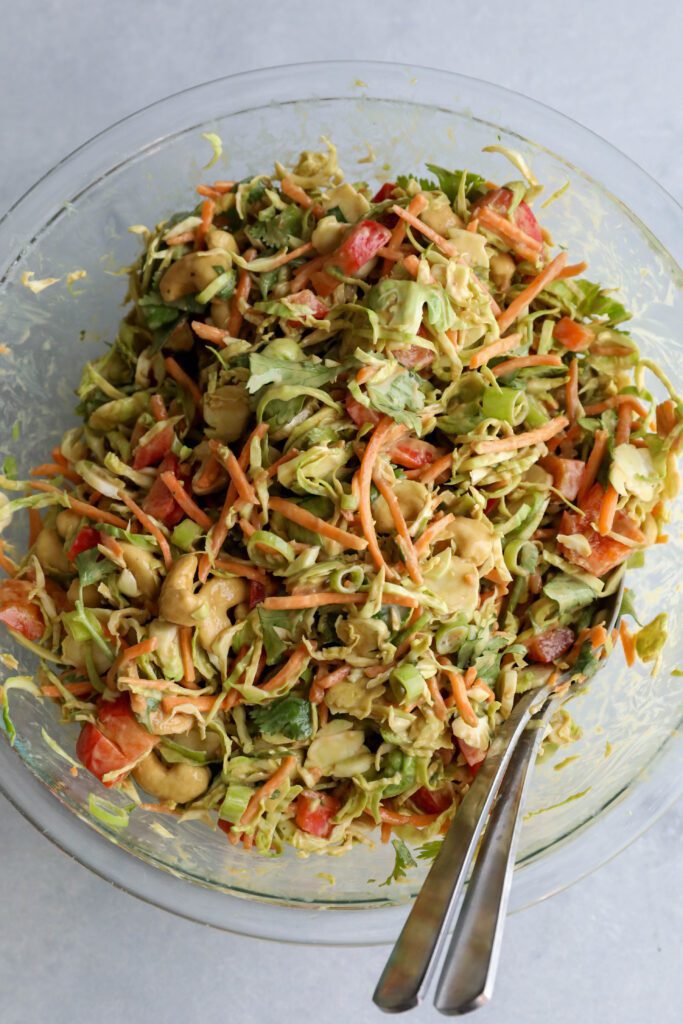 Raw Brussels Sprouts Salad with SunButter Dressing by Flora & Vino