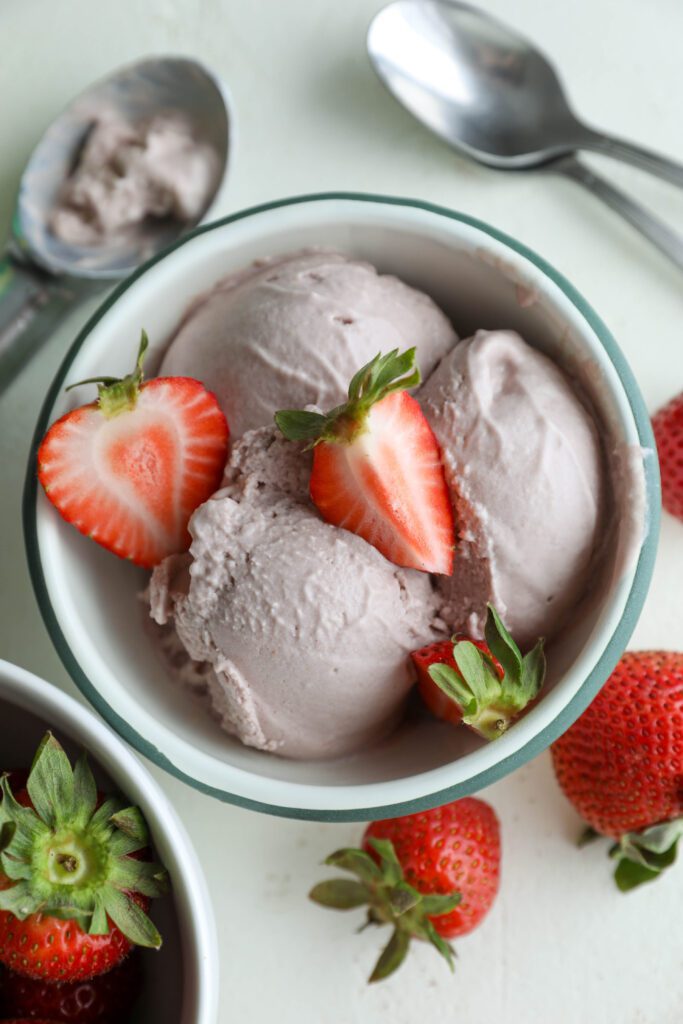 Vegan Strawberry SunButter Ice Cream by Flora & Vino