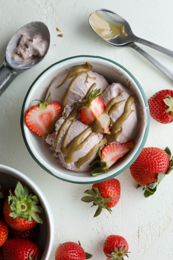 Vegan Strawberry SunButter Ice Cream by Flora & Vino