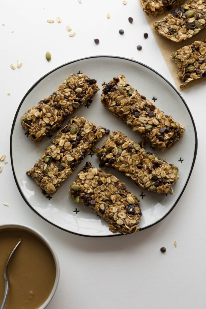 Nut-Free SunButter Granola Bars on plate by Flora & Vino