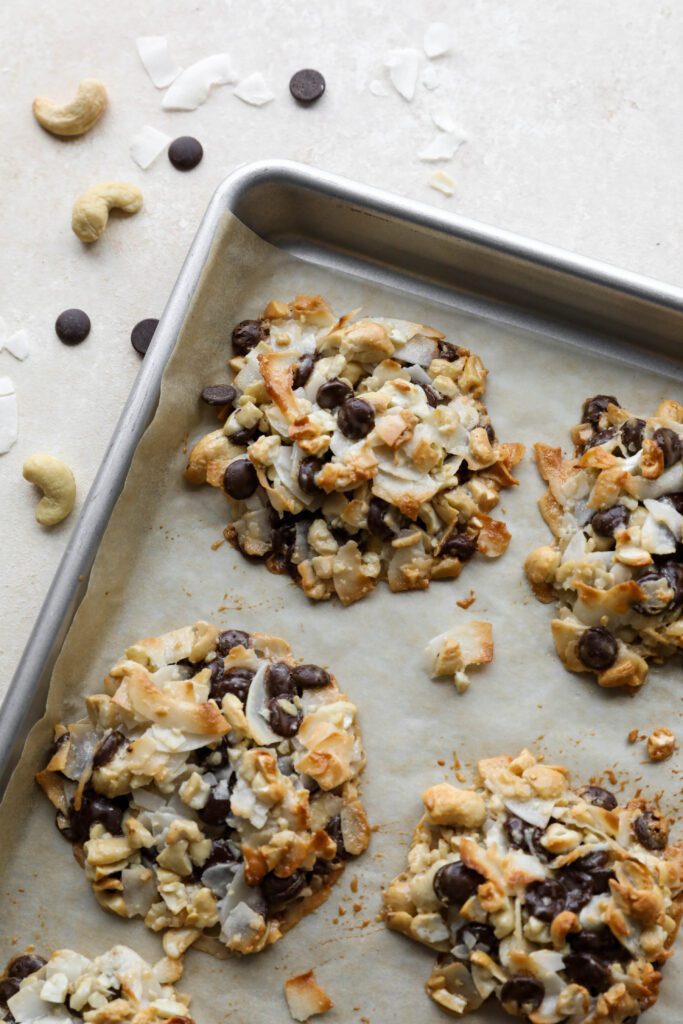 Vegan Viral Magic Cookies on sheet pan by Flora & Vino