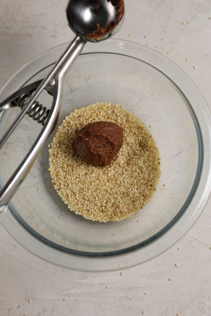 sesame seeds with scoop of cookie dough by Flora & Vino