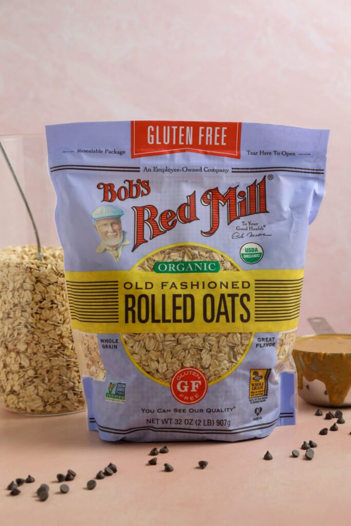 Bob's Red Mill Organic Old Fashioned Rolled Oats with oats and peanut butter and chocolate chips by Flora & Vino