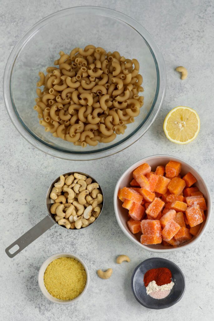 ingredients for butternut squash mac n cheese