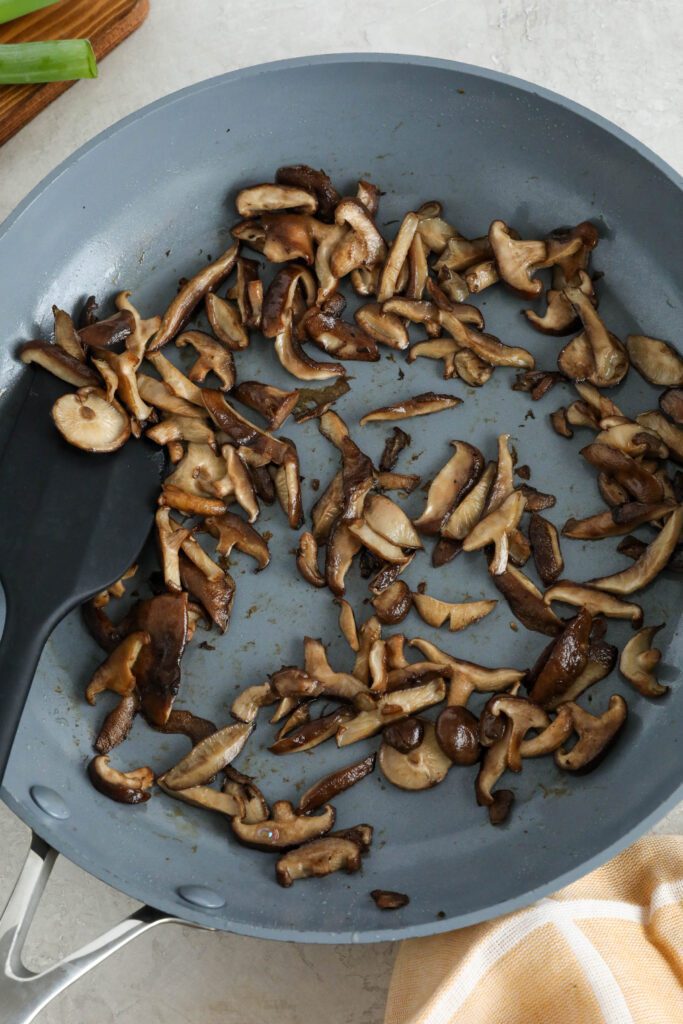 shiitake mushrooms sautèed in pan