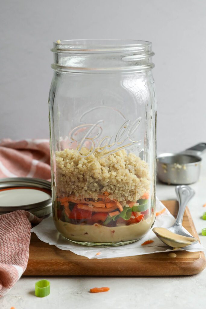 Thai Mason Jar Salad layered in mason jar