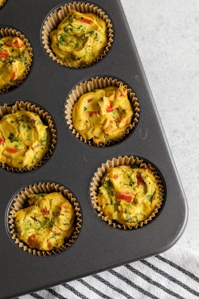 Baked Tofu Egg Cups in muffin tin