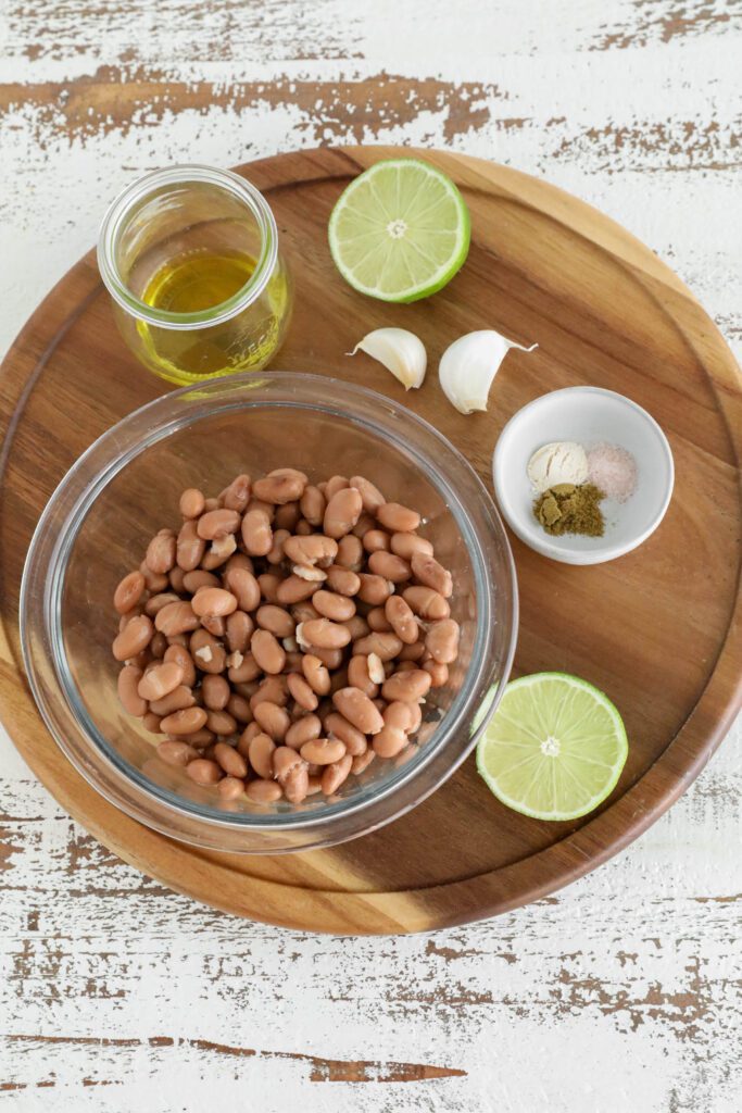 ingredients for vegan refried bean tacos