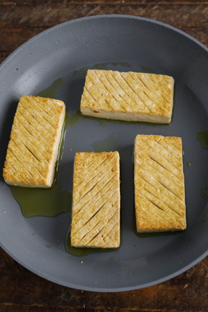 tofu steaks in pan