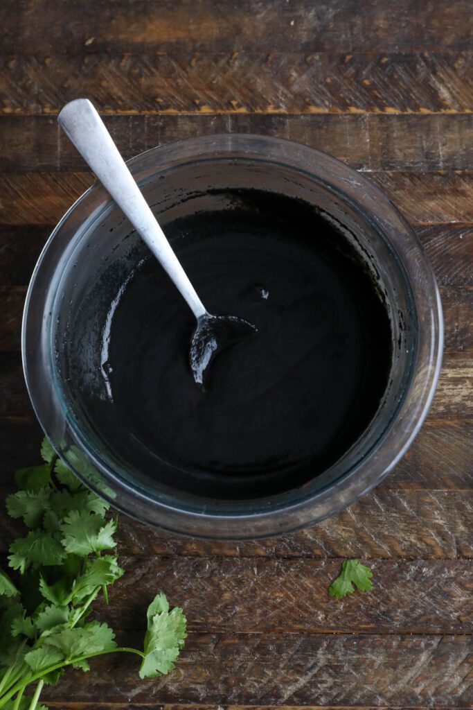 Black Sesame Butter mixed in bowl with spoon