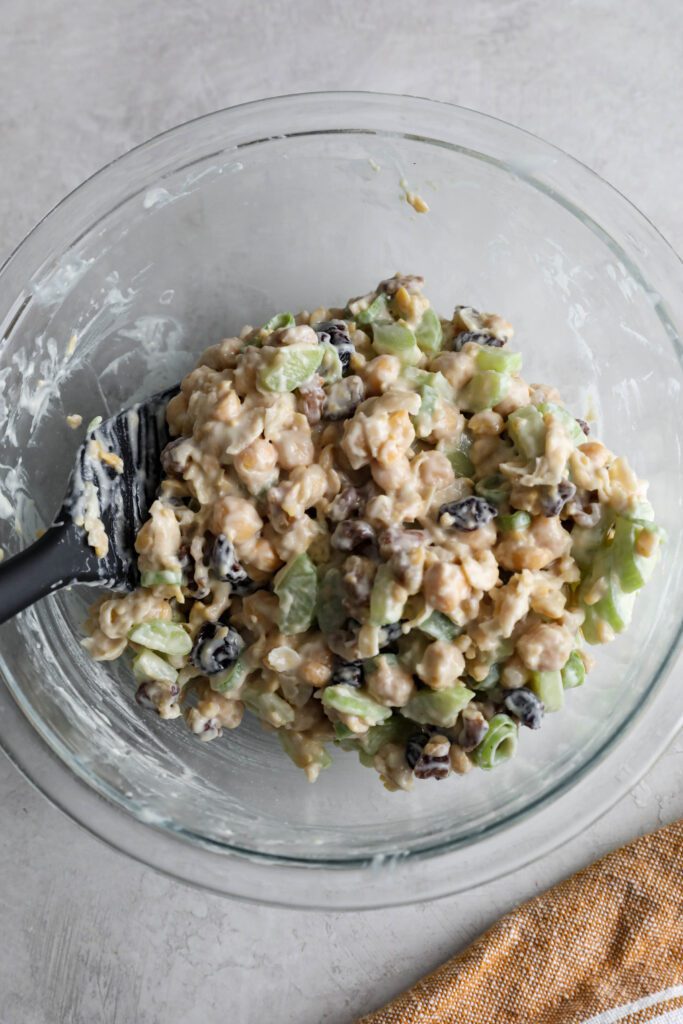 Cranberry Chickpea Salad Sandwich mixed in bowl