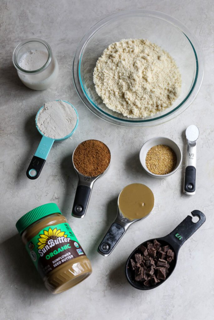 ingredients for SunButter Chocolate Chip Cookies 
