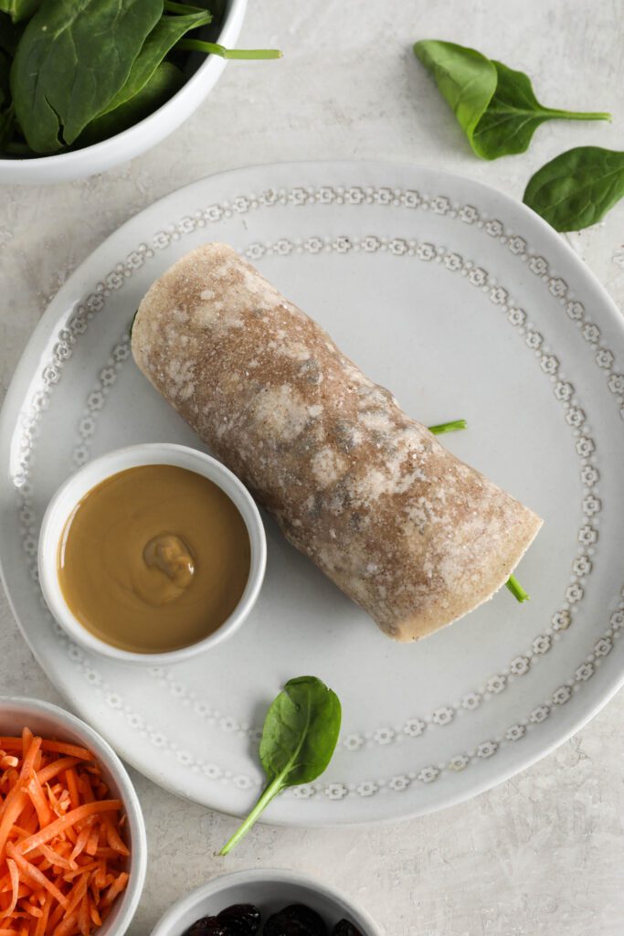 Sweet & Spicy SunButter Spinach Wrap on plate