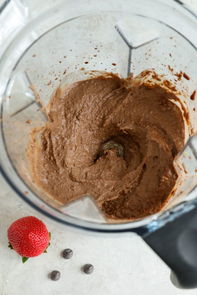 Chocolate Hummus blended in blender