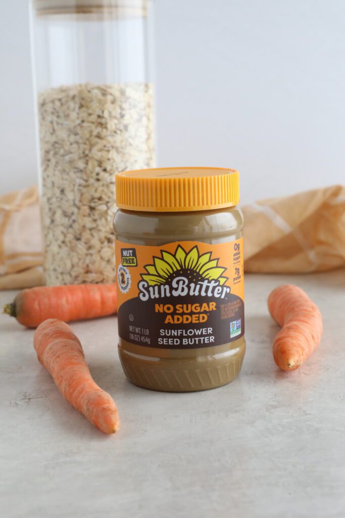 SunButter, carrots, and oats on board